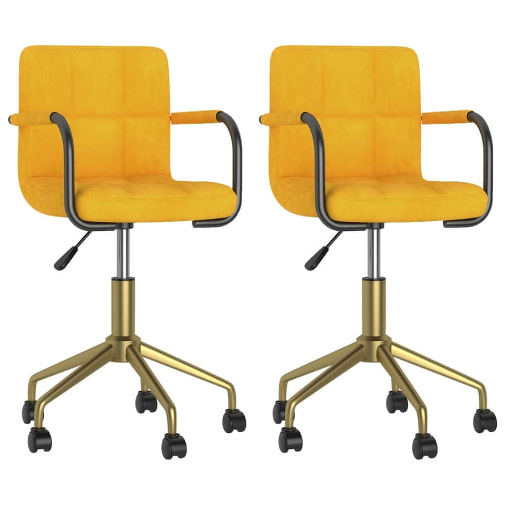 Vidaxl Otočné jedálenské stoličky 2 ks horčicovo-žlté zamatové